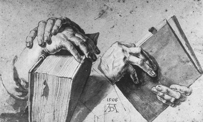 Dos pares de manos con libro de Albrecht Dürer